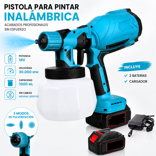 Pistola de Pintura Inalámbrica + 2 baterías - PaintPro™