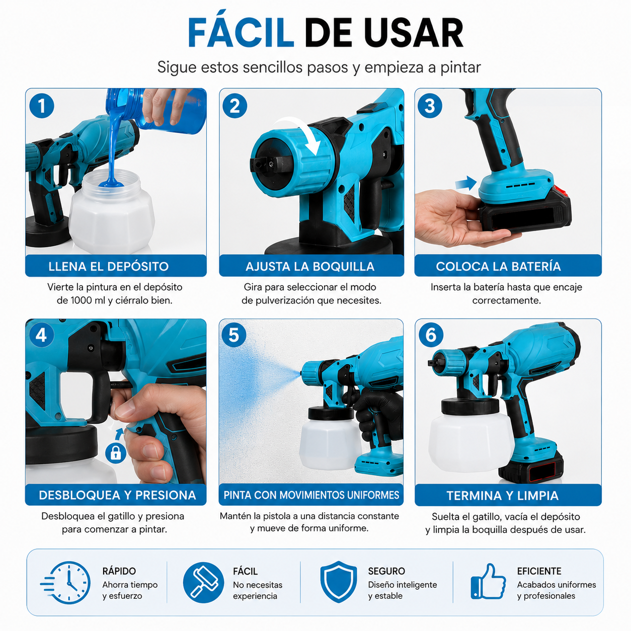 Pistola de Pintura Inalámbrica + 2 baterías - PaintPro™